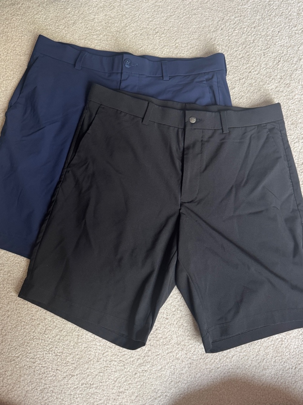 Men's Flat-Front Performance Shorts in Black and Navy